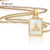 Stainless Steel Jewelry A-Z Letter Necklaces For Women's Jewelry Shell Necklace Square Pendants For Men