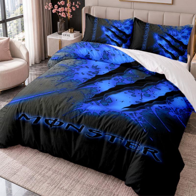 Monster Energy 3Pcs Bedding Set Duvet Cover With Two Pillowcases For Bedroom Home Decoration