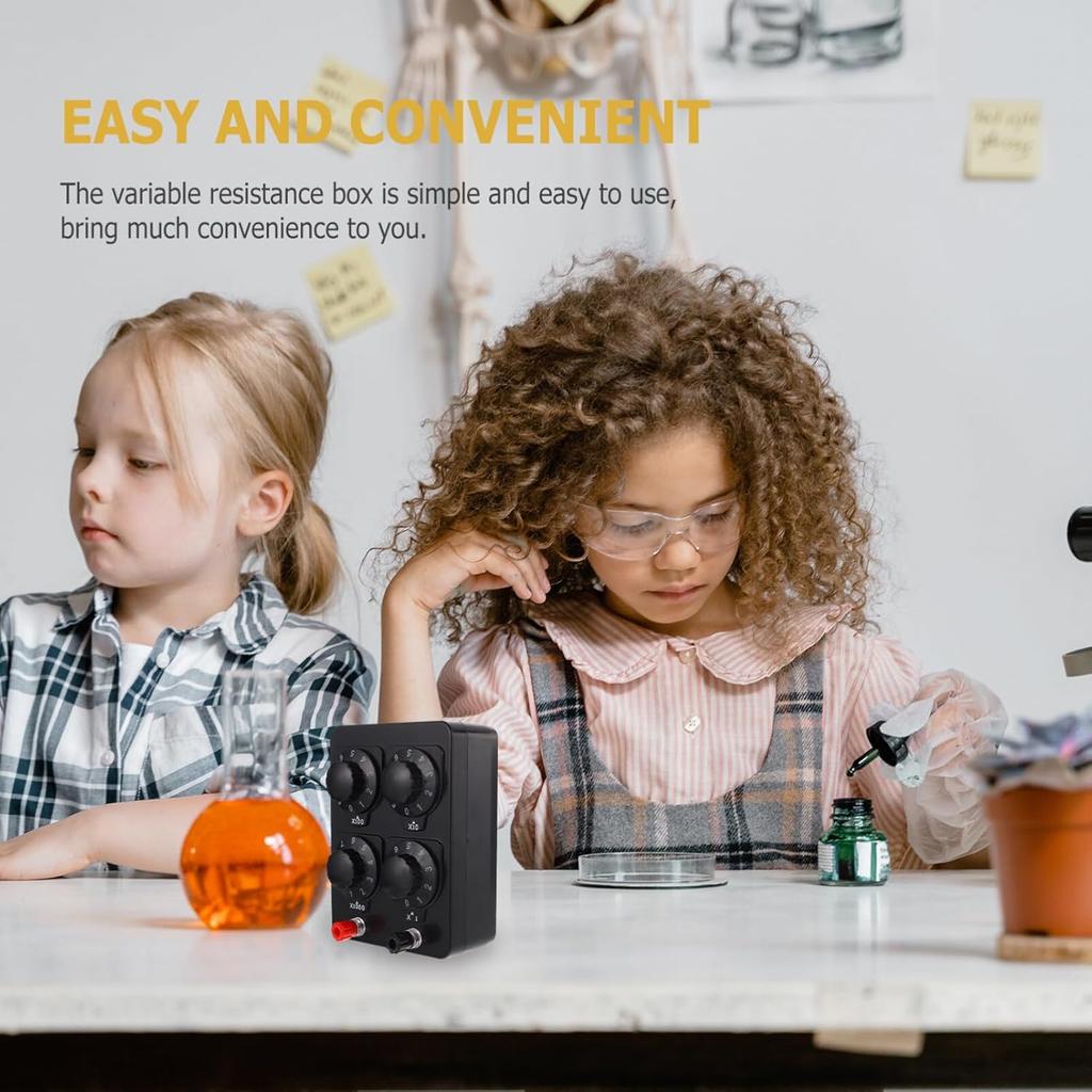 Variable Widerstandsbox 0-9999 Ohm, Einfache einstellbare Widerstandsdezkadenbox für den Physikunterricht, Schulversuchsausrüstung