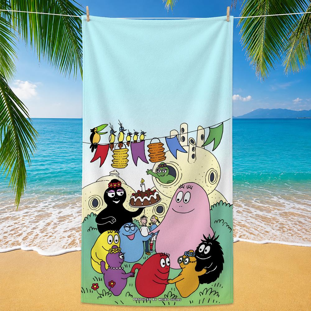 Cartoon Barbapapa Towel Beach Towel Quick Dry Sand Free Bath Towel for Summer Pool Travel Vacation
