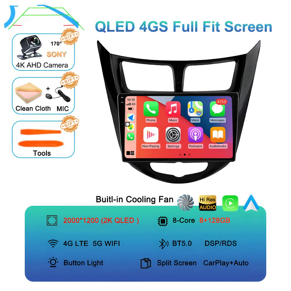 Android 14 Car Radio for Hyundai Solaris Verna Accent 1 2010 - 2016 Multimedia Video Player 2 Din DVD Head Unit Carplay GPS FM