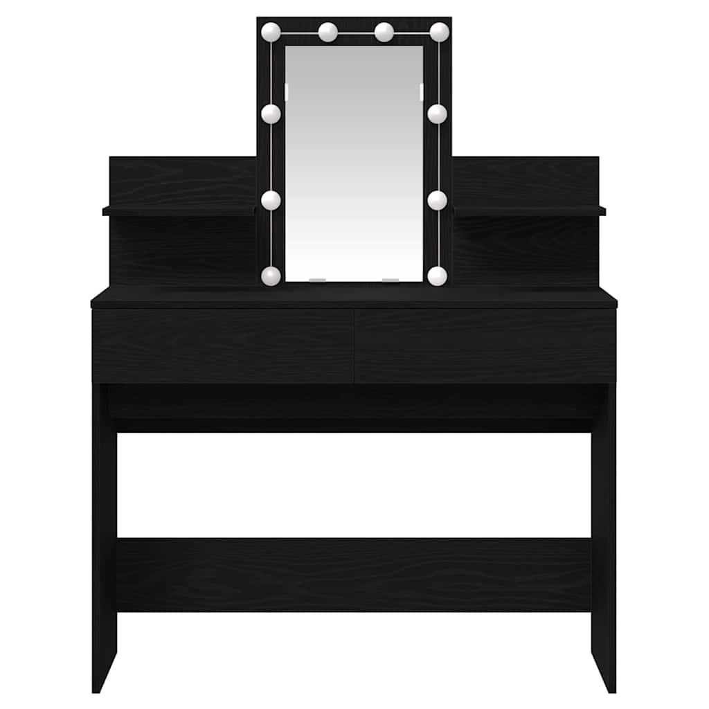 Makeup Table with Shelf Black Oak Effect 100 x 40 x 130 cm