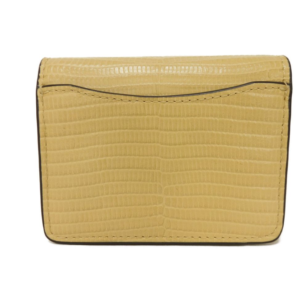 Used 9726 Chain Mini Wallet CR372 7941 Lizard 2-Way Card Case/Coin Purse, Unused Logo Metal, Pastel Yellow, Unisex from