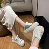 Niche Ugly and Cute Big Head Bread Shoes Women's Invisible Height Increasing Insole Satin Casual Shoes Women's Preppy Style White Shoes Women