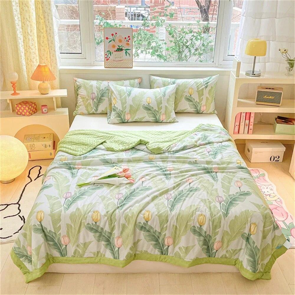 Cotton Summer Quilt Home Sofa Thin Air Conditioning Throw Blanket Soft Office Nap Blanket Bedroom Nap Home Decoration Bed Cover