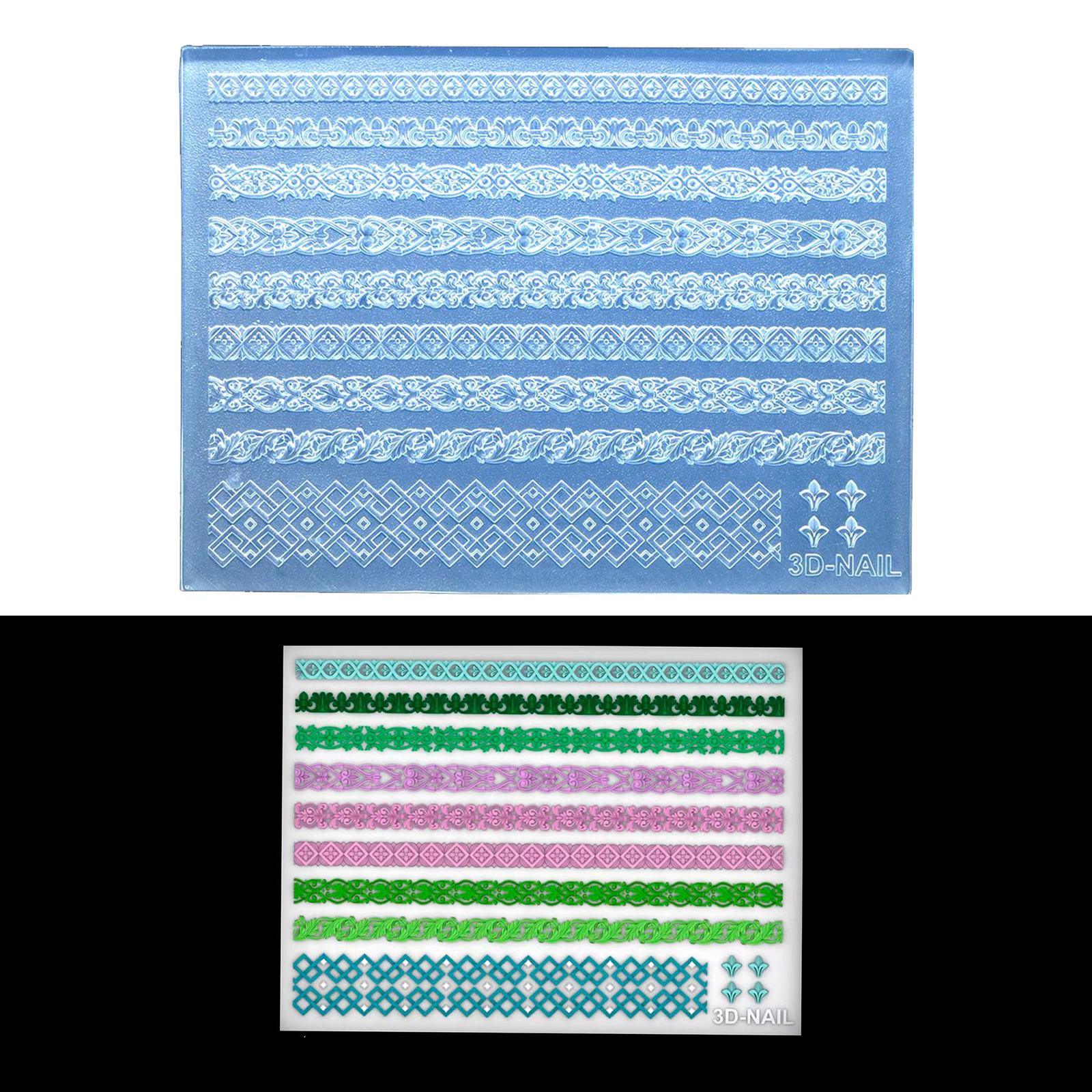 

Reusable Silicone 3D Nail Art Mold Embossed Nail Patterns for DIY Crafting and Classic Designs with Various Patterns 11