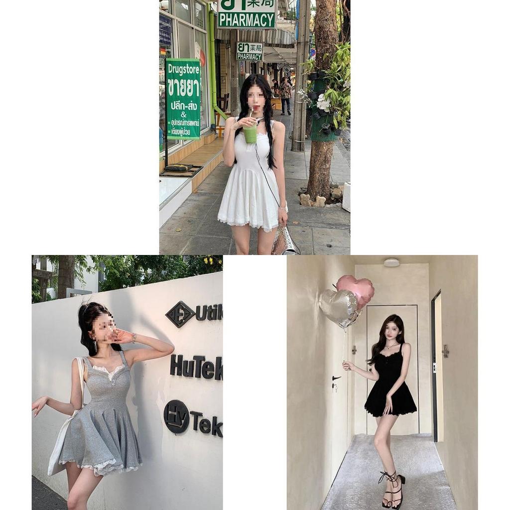 Generic Lace Spliced Sexy Slip Dress With V Neck For Summer Casual And Party Wear
