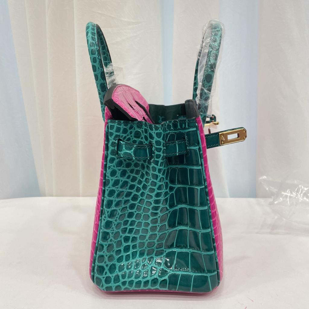 2025 Explosive Color Matching American Crocodile Pattern Platinum 25/30. Full-pair Version Strapless High-end Fashion Portable Women's Bag