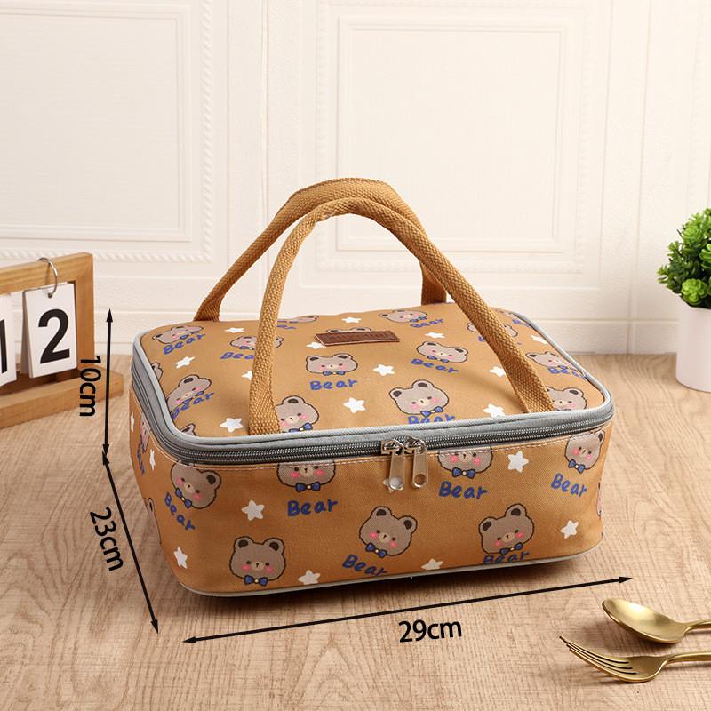 Insulated Canvas Lunch Tote Bag With Thickened Food Container For Students And Office