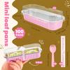 100Only Holds Mini Cake Baking Pans Spoon with Lid Rectangular Aluminum Foil Baking Pan Mini Cheesecake Box (6.8Ounce)
