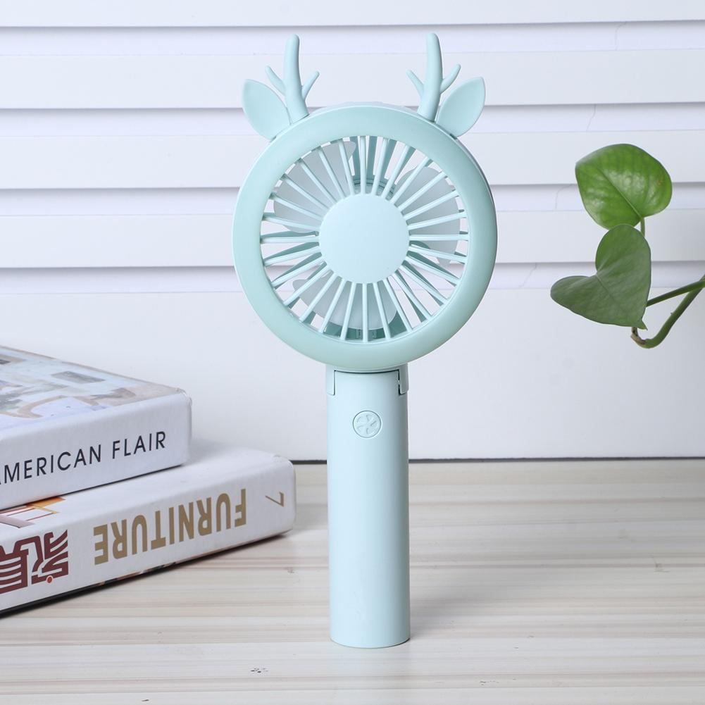 Handheld Folding Fan Mini Table Fan USB Charging for Travel Office RoomGreen