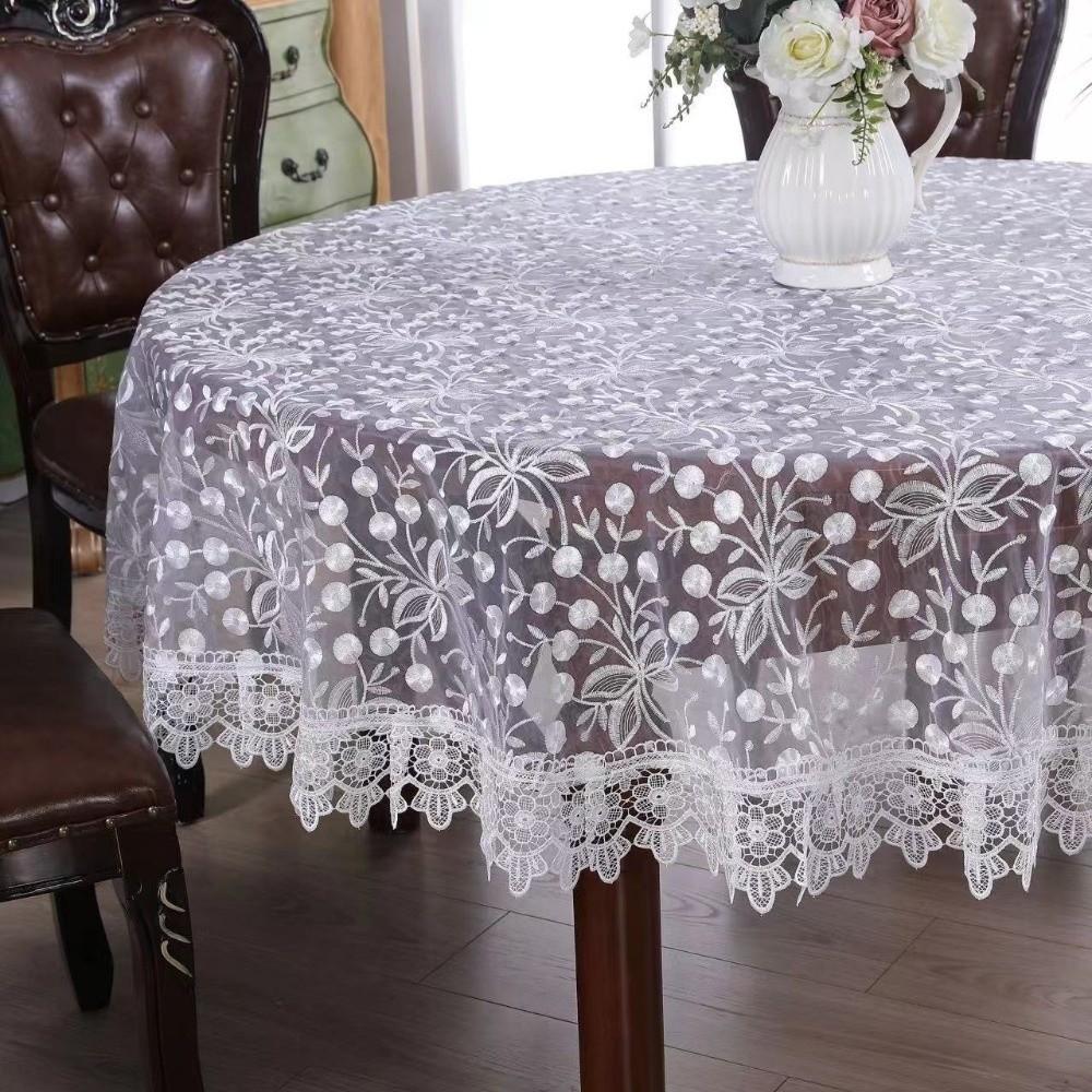 Fashion Satin Embroidered Lace Tablecloth Elegant Lace Design Round Tablecloth Vintage Embroidery Table Cover Dining Table