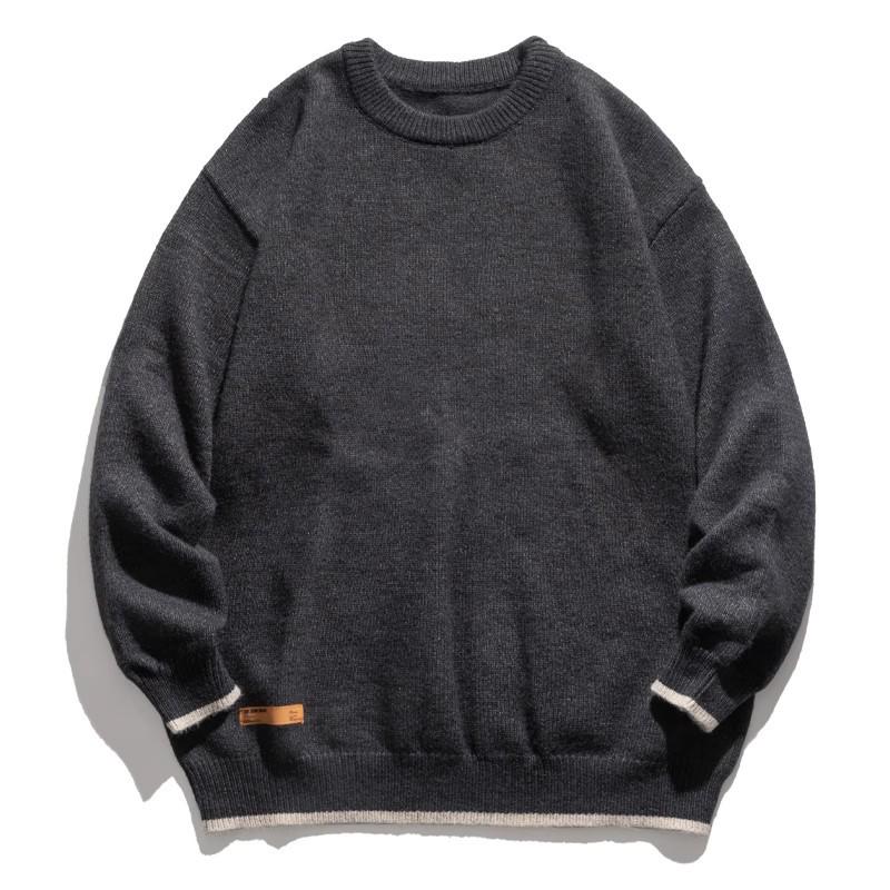 2025 Men s Winter Black Japanese Style Cable Knit Sweater - Loose Fit Knitwear Large