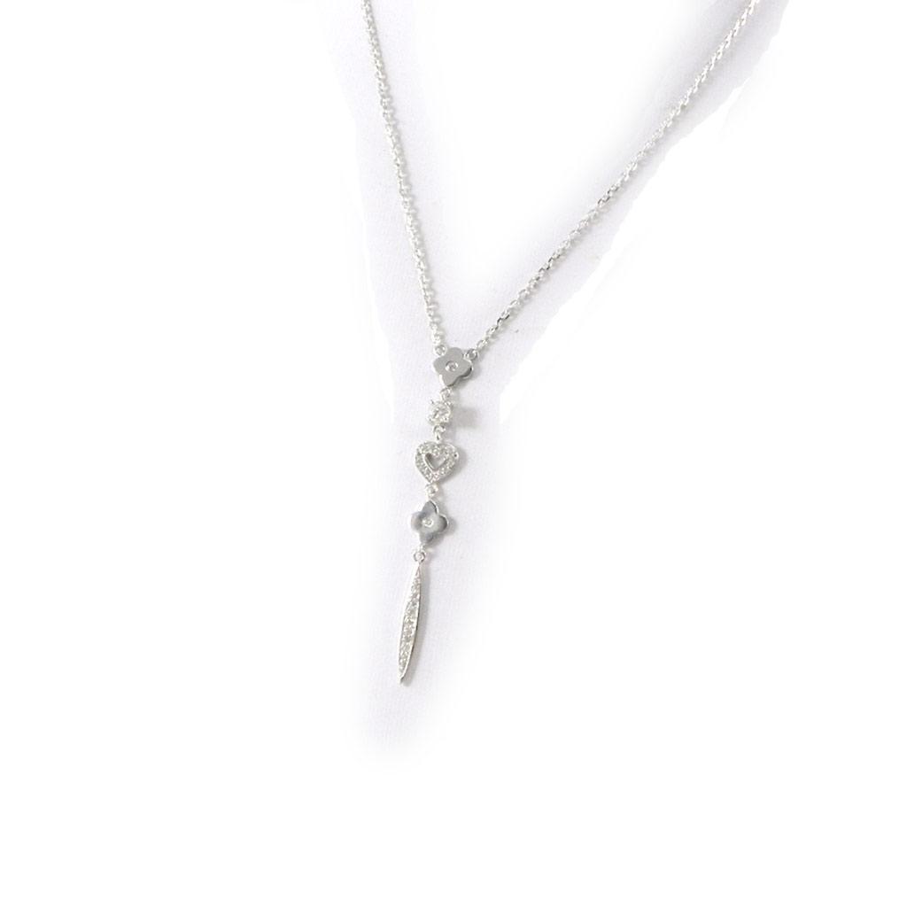 Les Trésors De Lily [E1095] - Collier Argent 'Dentelle d'Amour' Blanc argenté (rhodié) - 60 mm