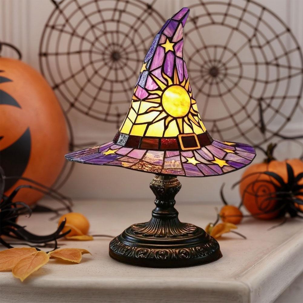 Witch Hat Lamp LED Creative Table Lamp Resin Witch Hat Light Ornament Bedside Lamp for Living Room Home Bedroom Decoration