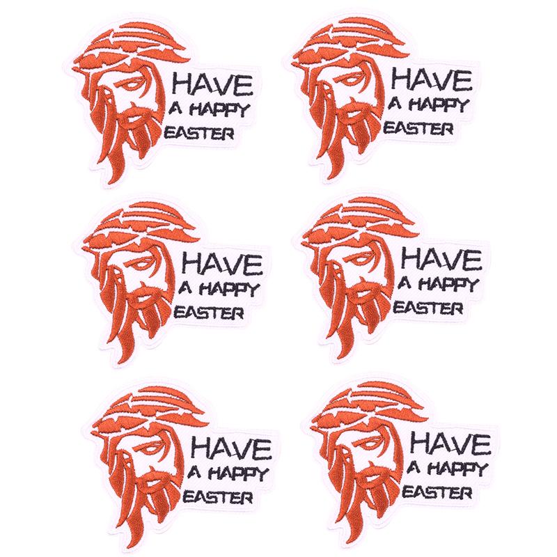 5pcs Wholesale Cartoon Jesus Embroidered For Clothes Iron On Patches For Clothing Hats Backpack Jackets Sew Embroidery Badges