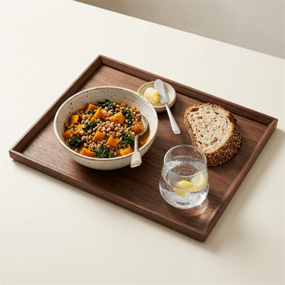 Smooth Polished Serving Plate Solid Wood Food Tray Practical Serving Tray Kitchen Table