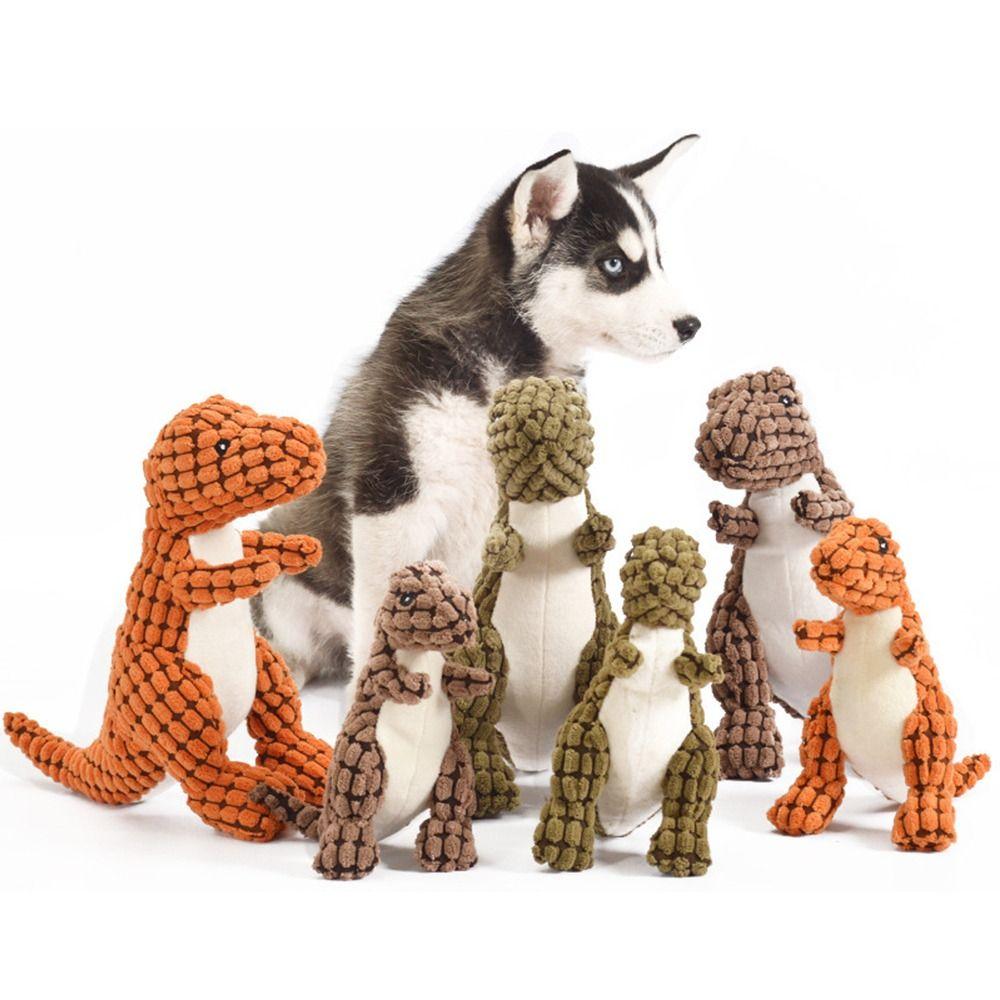 

Corduroy Pet Toys Bite Resistant Squeaky Chew Toy New Plush Dinosaur Doll Pet B