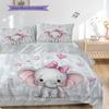 Elephant Pattern Bedding Quilt Set Quilt Cover Pillowcase Home Decoration Birthday Gift (1 * Duvet Cover + 2 * Pillowcase, Without Core)