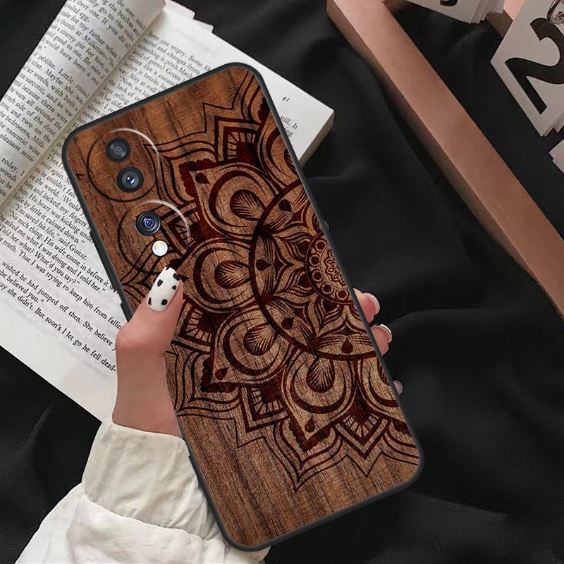 Mandala Floral Wood Case For Honor 90 Lite Magic 5 Pro 70 50 10 Honor X8 X7 X9 X9a X8a X7a X6a 9X 8X Back Cover