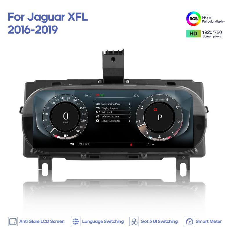 For Jaguar XFL 2016-2019 Carplay Car LCD Dashboard Panel Virtual Cockpit Digital Cluster Instrument Speedometer Unit Display