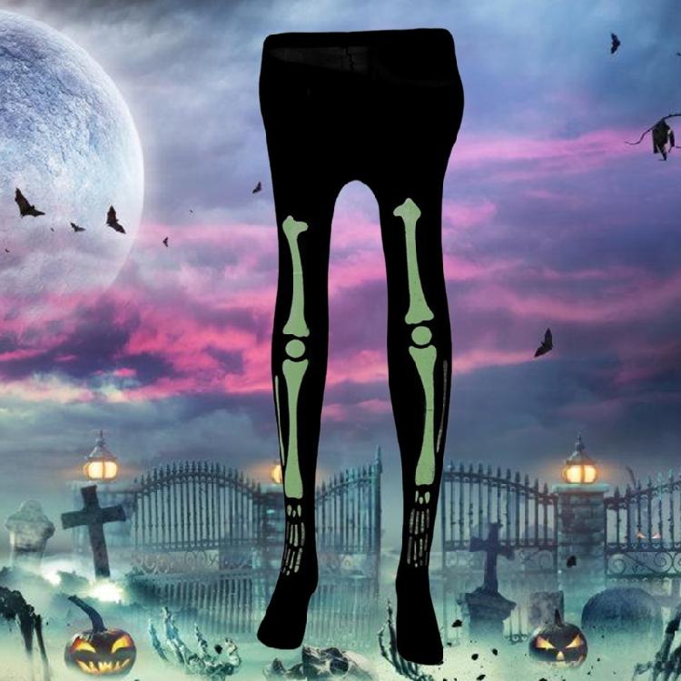 Halloween Skeleton Knees High Socks Skeleton Gloves Luminous Stocking Socks Halloween Cosplay Accessories