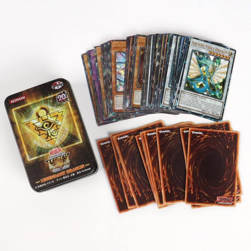 72 קלפי יוגי הו לא רעילים עם קופסת פח Yu Gi Oh קלף הולוגרפי גרסה אנגלית אותיות זהב קלף משחק Duel Links Blue Eyes Exodia