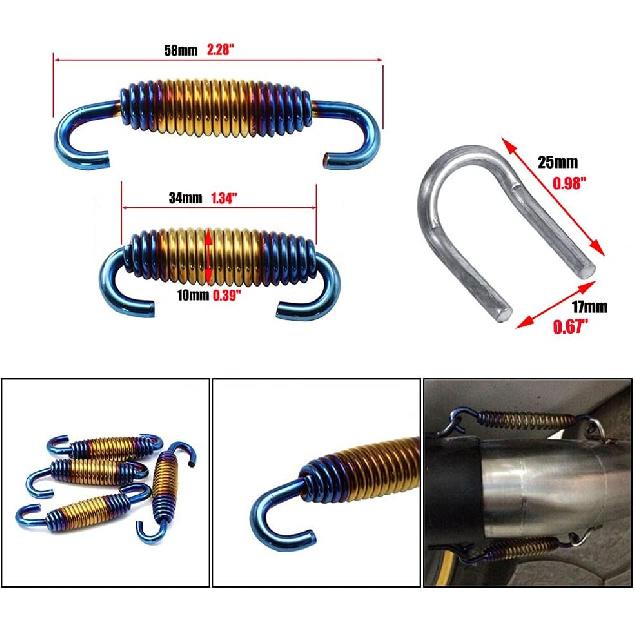 Motorcycle Exhaust Springs 58 Mm/2.28", Exhaust Pipe Muffler Swivel Springs, Exhaust Spring Hook Fasteners, Exhaust Pipe Spring With Swivel Hooks Set