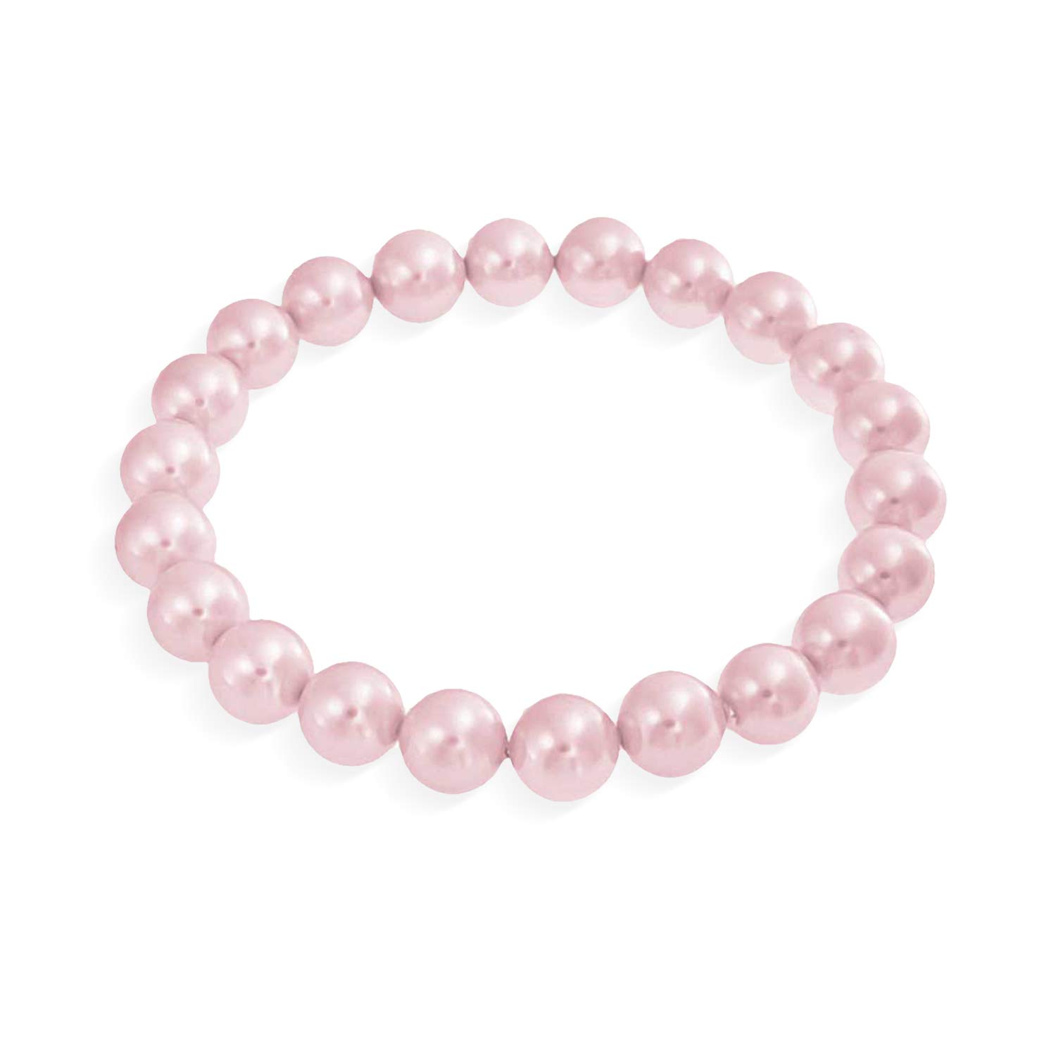 

Artificial Pearl Pastel Pink Ladies Simple Series Stretch Bracelet 10mm Grains [Bling Jewelry] розовый