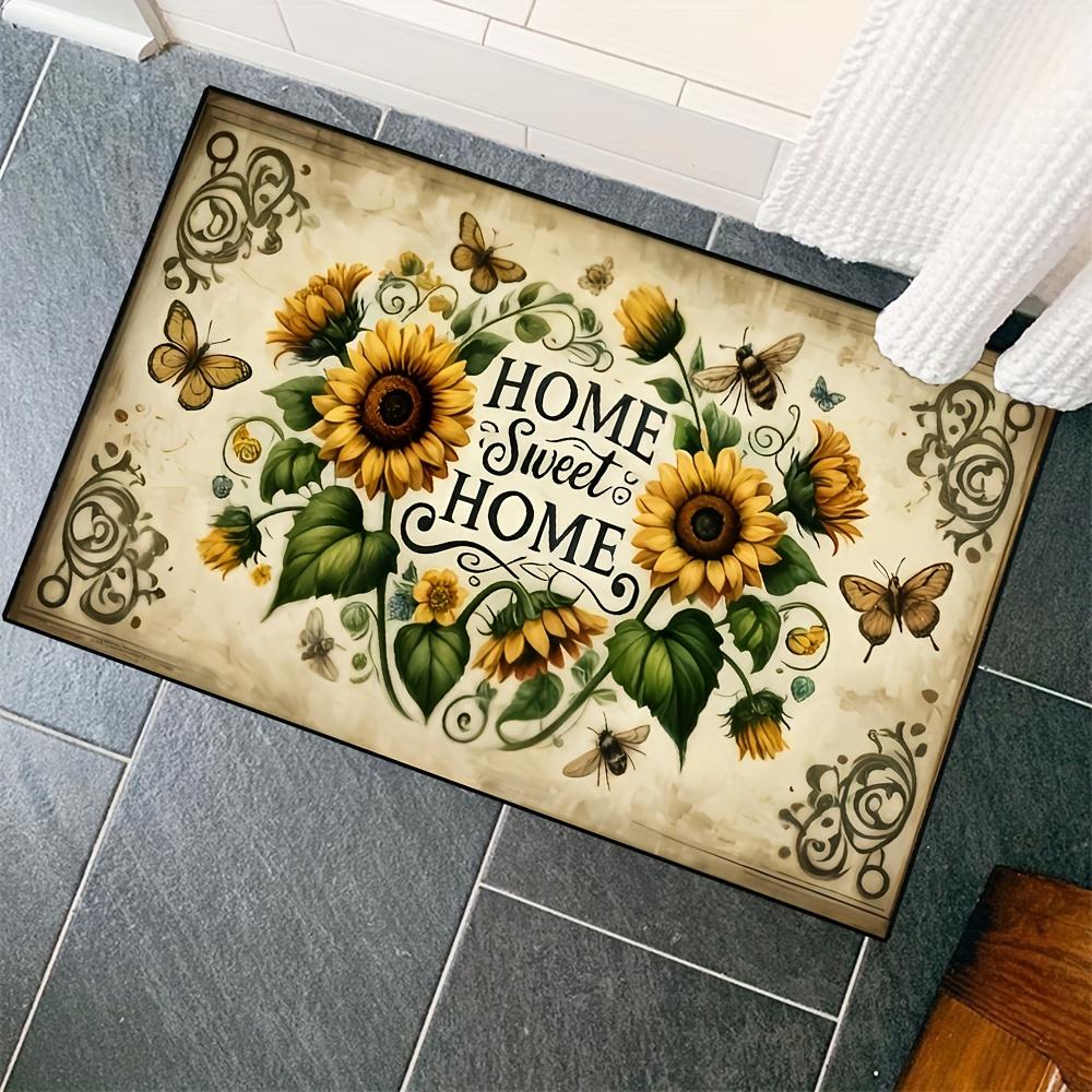 1Pcs Sunflowers  Pattern Floor Mat Modern Kitchen polyester Rug Non-Slip Colorful Indoor Carpet, For Home Bathroom Bedroom Living Room Decor