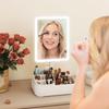 Makeup Mirror with Lights, Rechargeable Vanity Mirror w/ Touch Screen, 2 Lighting Modes and 180 degrees Rotation, White