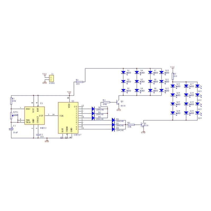 NE555 CD4017 IC LED Elektronische Lichter Kits Rot Blau Zweifarbig DIY Kit Stroboskop Elektronisches Anzug Blinkende Lichter Komponenten