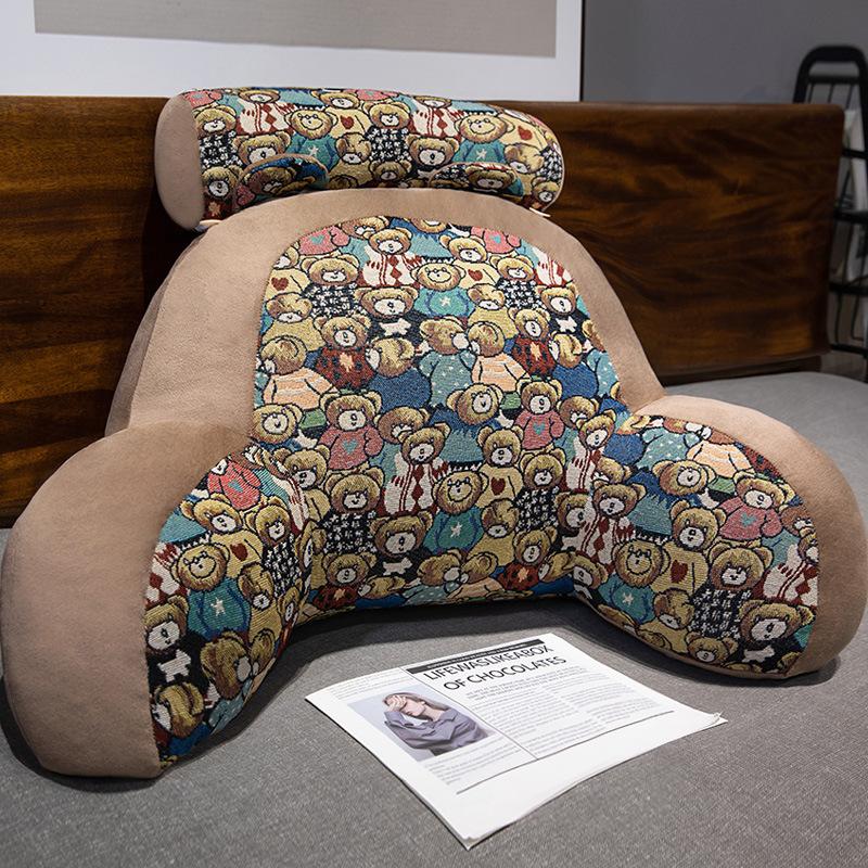 Retro Printed Headboard Cushion Plump Filling Soft Waist Protection Mats Large Backrest Sofa Hug Pillow Home Bedroom Study Office Reading Pillow