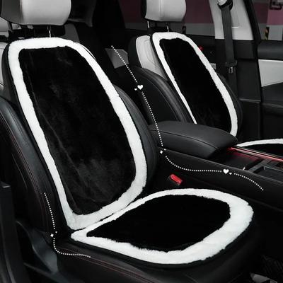 Coussin de siège de voiture doux et moelleux pour la chaleur hivernale Accessoires de voiture classiques noirs et blancs pour le dossier du coussin de siège de voiture général