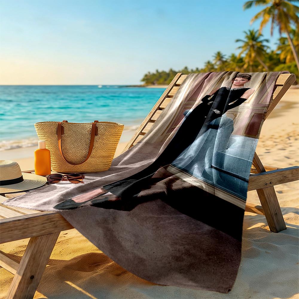 Asciugamano da Spiaggia Audrey Hepburn Super Morbido Microfibra Tessuto Asciugatura Rapida Comodo Leggero Adatto per Nuoto, Palestra, Campeggio, Yoga Vacanza