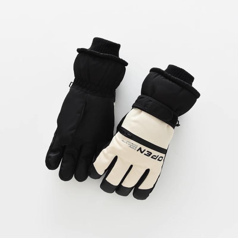 Touch Screen Waterproof Ski Gloves Women's Winter Korean Version Cold-proof and Warm Cycling Cotton Men's Thickened Velvet Student Electric Car