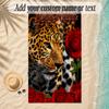 Leopard Theme Soft Beach Towel Personalized Custom Name Text Towel Portable for Beach Pool Travel