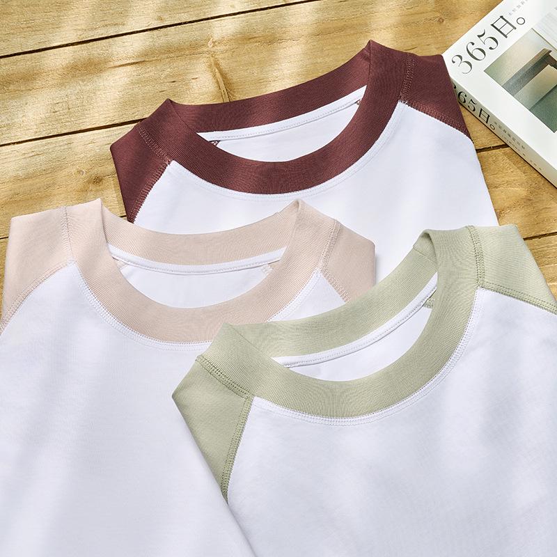 

Men s Japanese Casual Crew Neck Raglan T-shirt – Pure Cotton, Color Block, Half Sleeve, Loose Fit, Summer Trendy Top Large (70-80 kg)