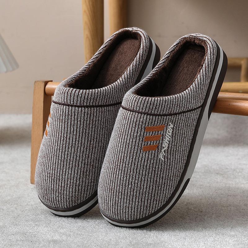Winter New Men's Cotton Slippers Indoor Home Non-slip Warm Piled Thicker