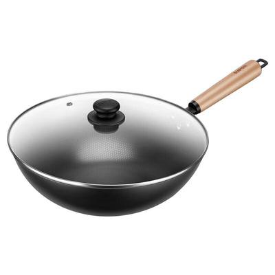 SUPOR Honeycomb Iron Wok with Glass Lid
