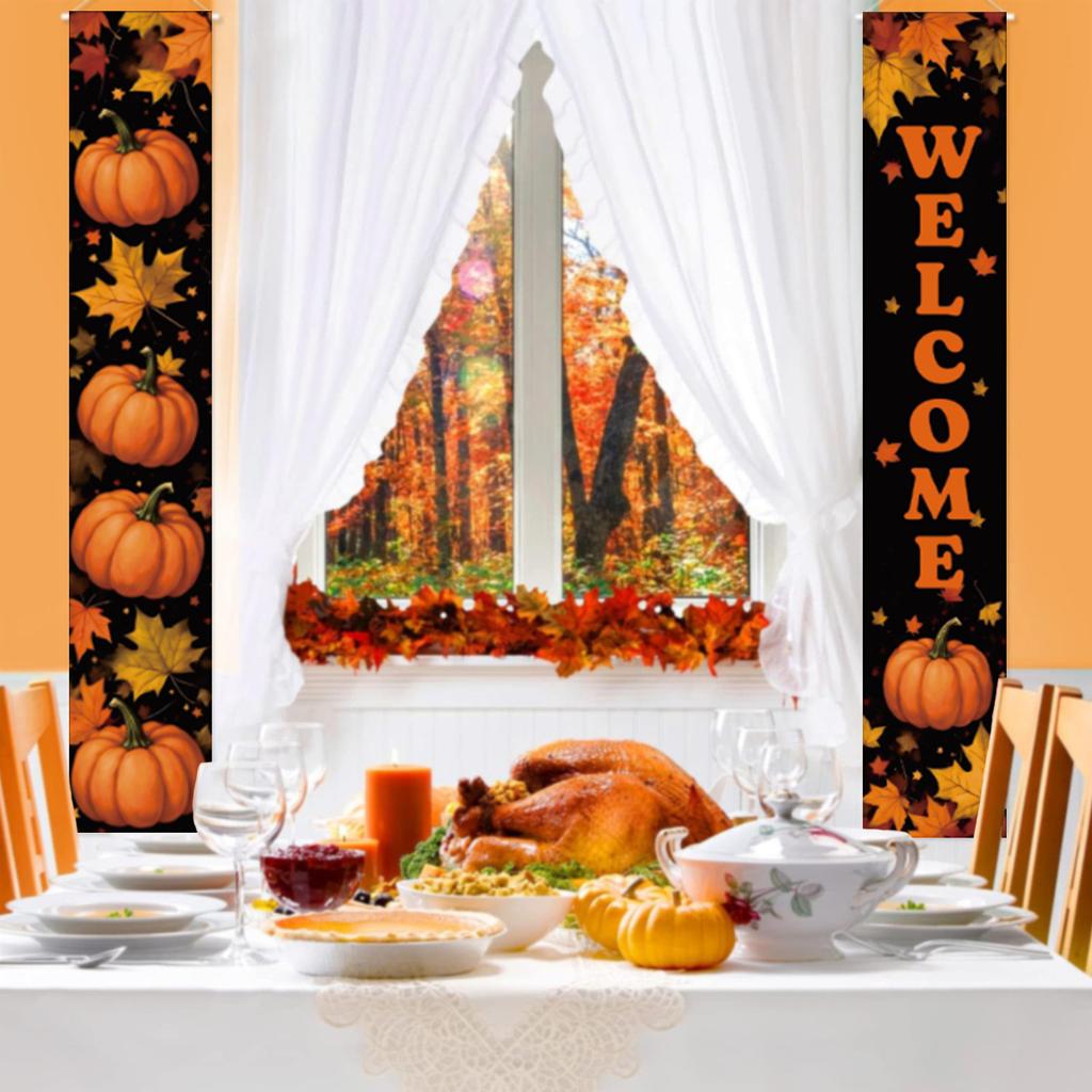 Thanksgiving Veranda Spruchpaar 30 * 180Cm Außenhof Hängestoff Kann Entworfen Und Angepasst Werden