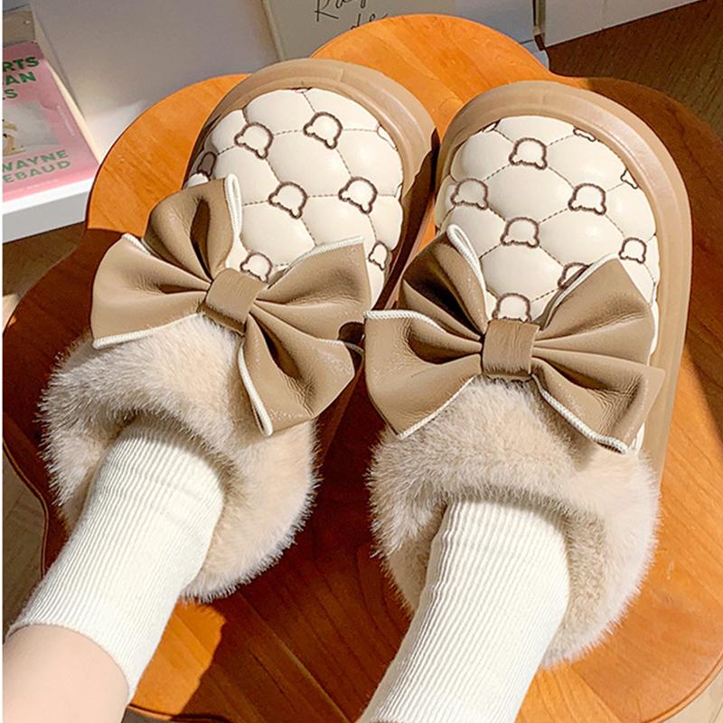 Women Snow Boots for Cute Butterfly Fluffy Botas Autumn Print Bear Thick Bottom Platform Boots Outdoor Comfort Warm Cottom Shoes