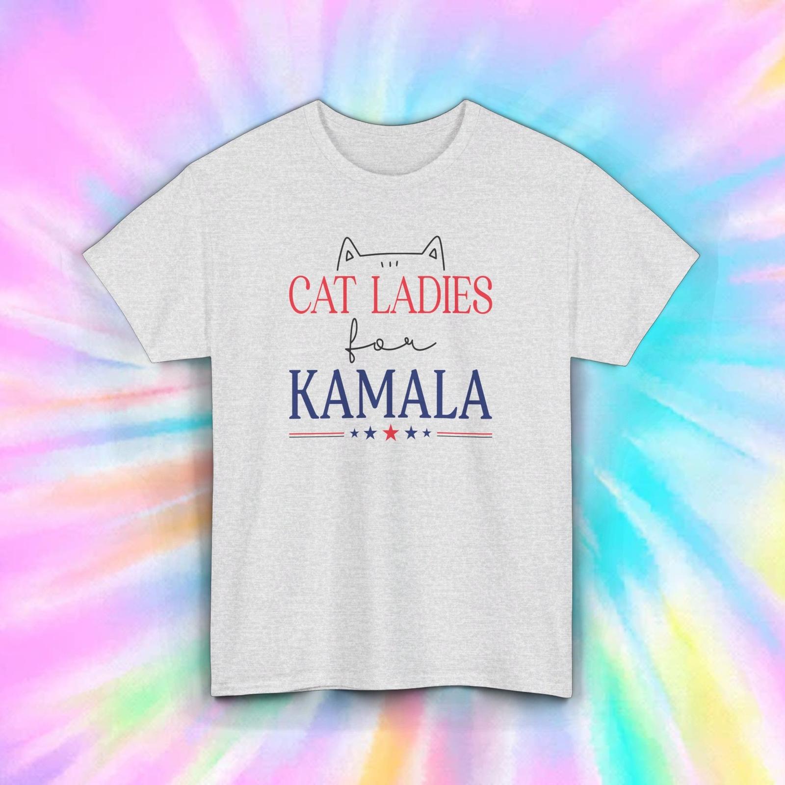Cat Ladies for Kamala T-Shirt Mens Womens Tees Top | Pro-Kamala Harris Political Tee | Cat Lovers S