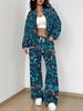 Striped Autumn And Winter New European And American Women'S Clothing Pink Flower Printing Suit Women