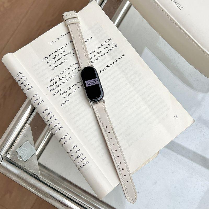 

For Mi Band 9 Leather Strap Xiaomi Mi Band 8 Wrist Strap Correa Watch Replacement Mi band 9 Genuine Leather band Mi band 8 strap xiaomi Mi Band 8 грязно-белый