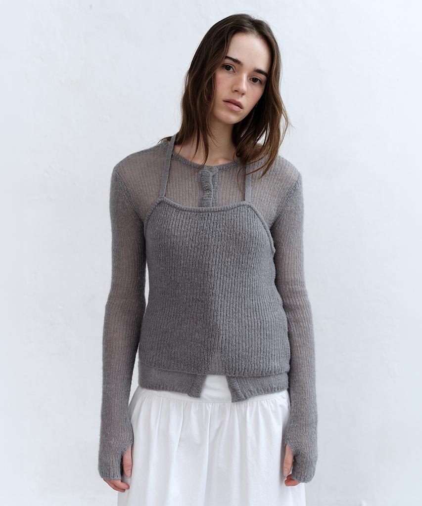 Loutaideu Alpaca Halter Knit [Ash Blue]