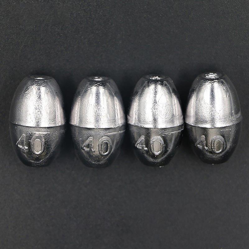 20Pcs Alloy Hollow Olive Fishing Sinkers3/ 4/6/8/10/12/15g Wax Coating Steel Fishing Weights Fishing Weight Accessories
