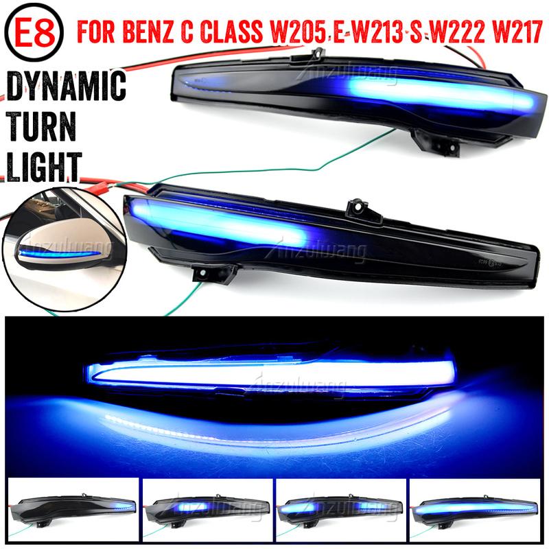 2pcs Dynamic Blinker For Mercedes Benz C E S GLC W205 X253 W213 W222 V Class W447 LED Turn Signal Light Side Mirror Indicator