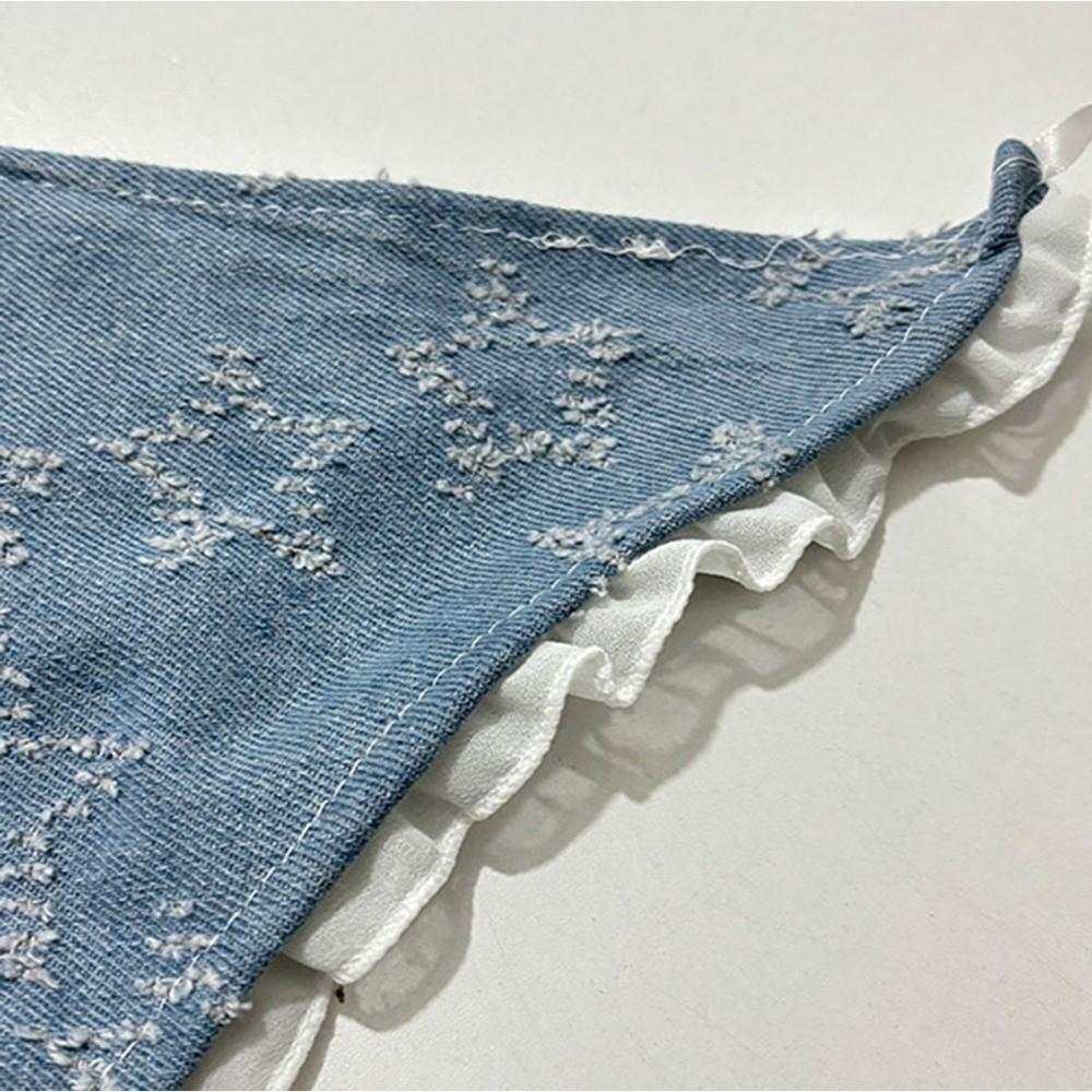 Turban Triangle Scarf Denim Headscarf Retro Star Hair Scarf  Party
