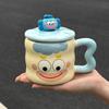 High Looking Cute Ceramic Cup with Lid Spoon for Girls Coffee Mug Large Capacity Water Cup Birthday Gift